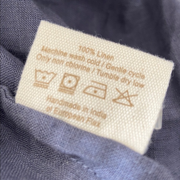 Petalura European Washed Linen Natural Button Down Shirt in Slate Blue.tunic 1X - Picture 9 of 11